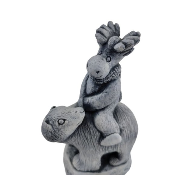 Moose Riding Polar Bear Figurine By Alaska Originals - Picture 2 of 6